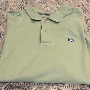 Southern Tide Light Green Polo with Fish Emblem
